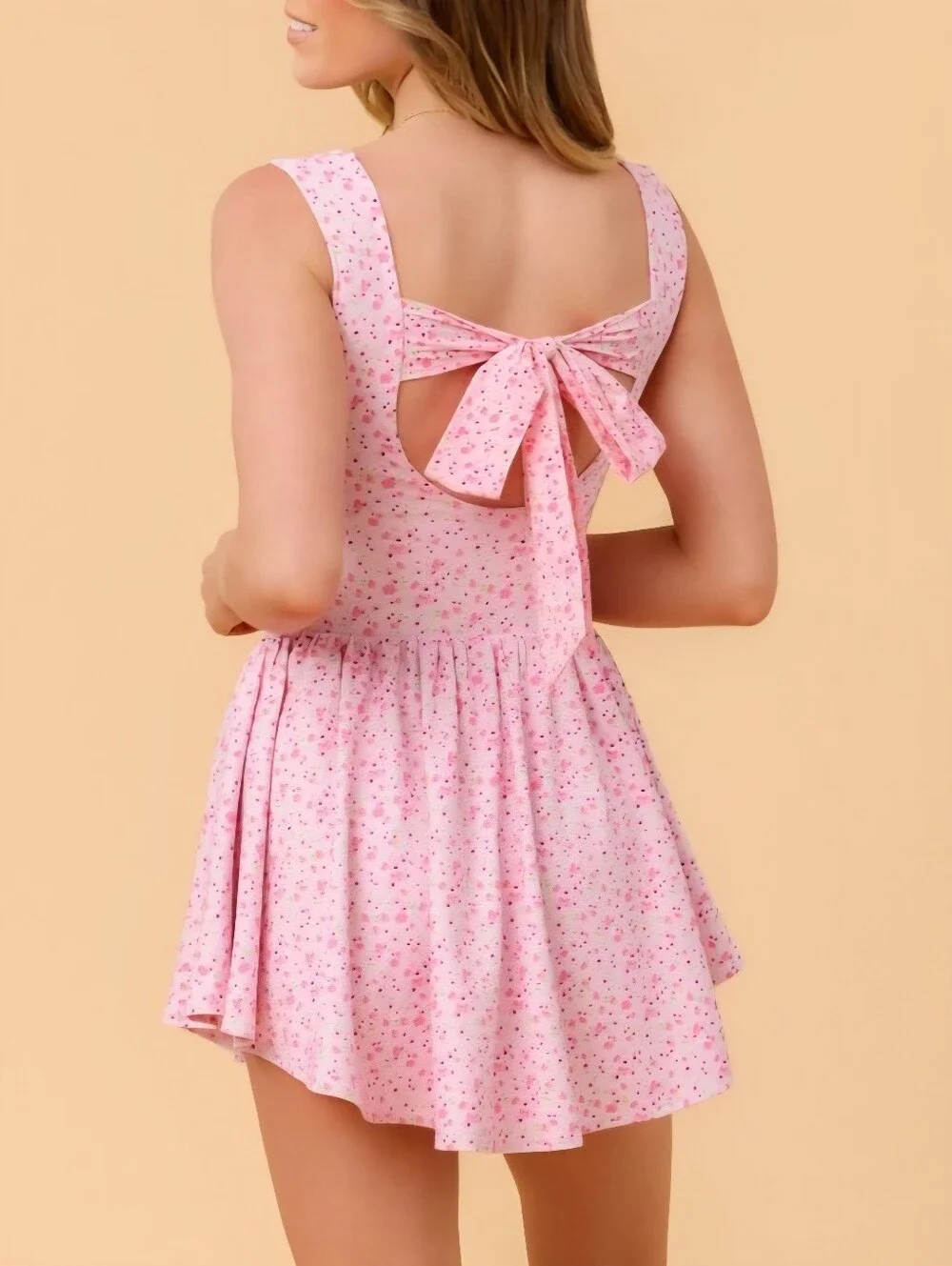 NWT Blogilates Women's Mommy & Me Princess Bow Back Dress, Pink Floral Print - Picture 2 of 14